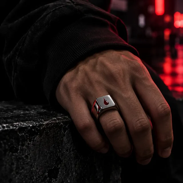 Bleed Signet worn on the index finger