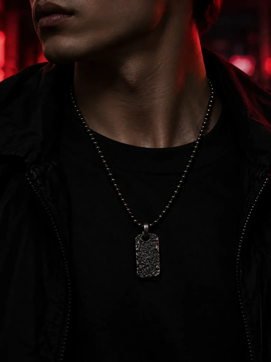 Cinder Ball Chain worn around the neck