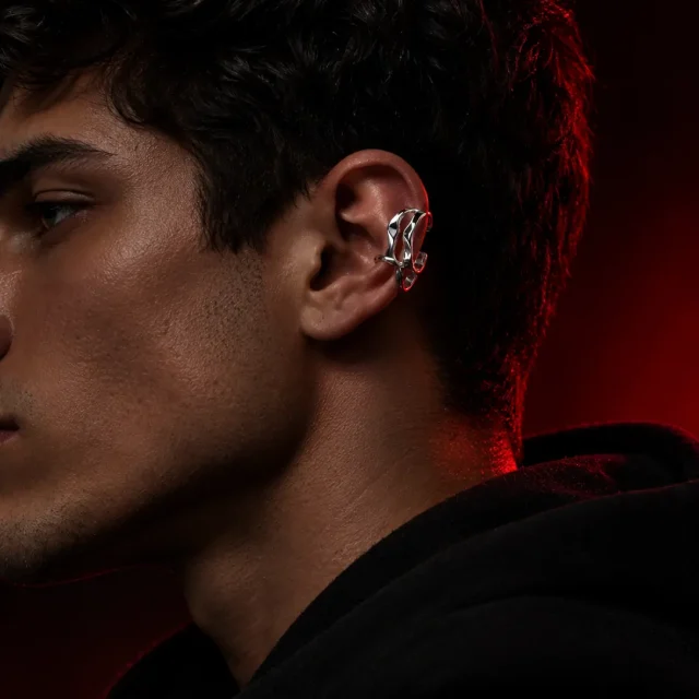 Double Wave Cuff worn on the ear rim