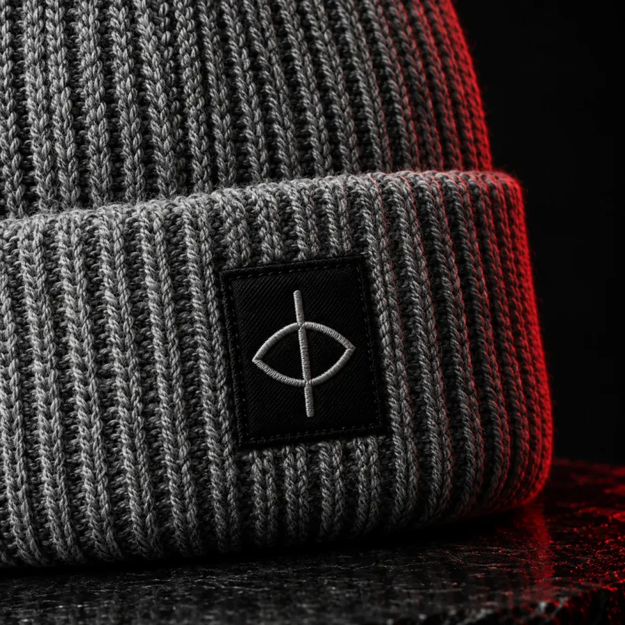 Pour Beanie, Nahaufnahme der Glyphe und des Stoffes
