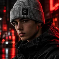 Pour Beanie auf dem Kopf getragen