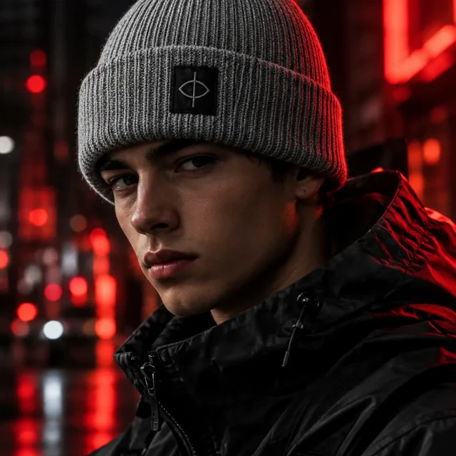 Pour Beanie worn on the head
