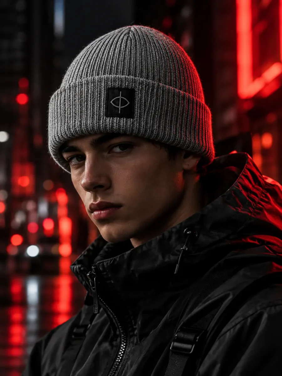 Pour Beanie auf dem Kopf getragen