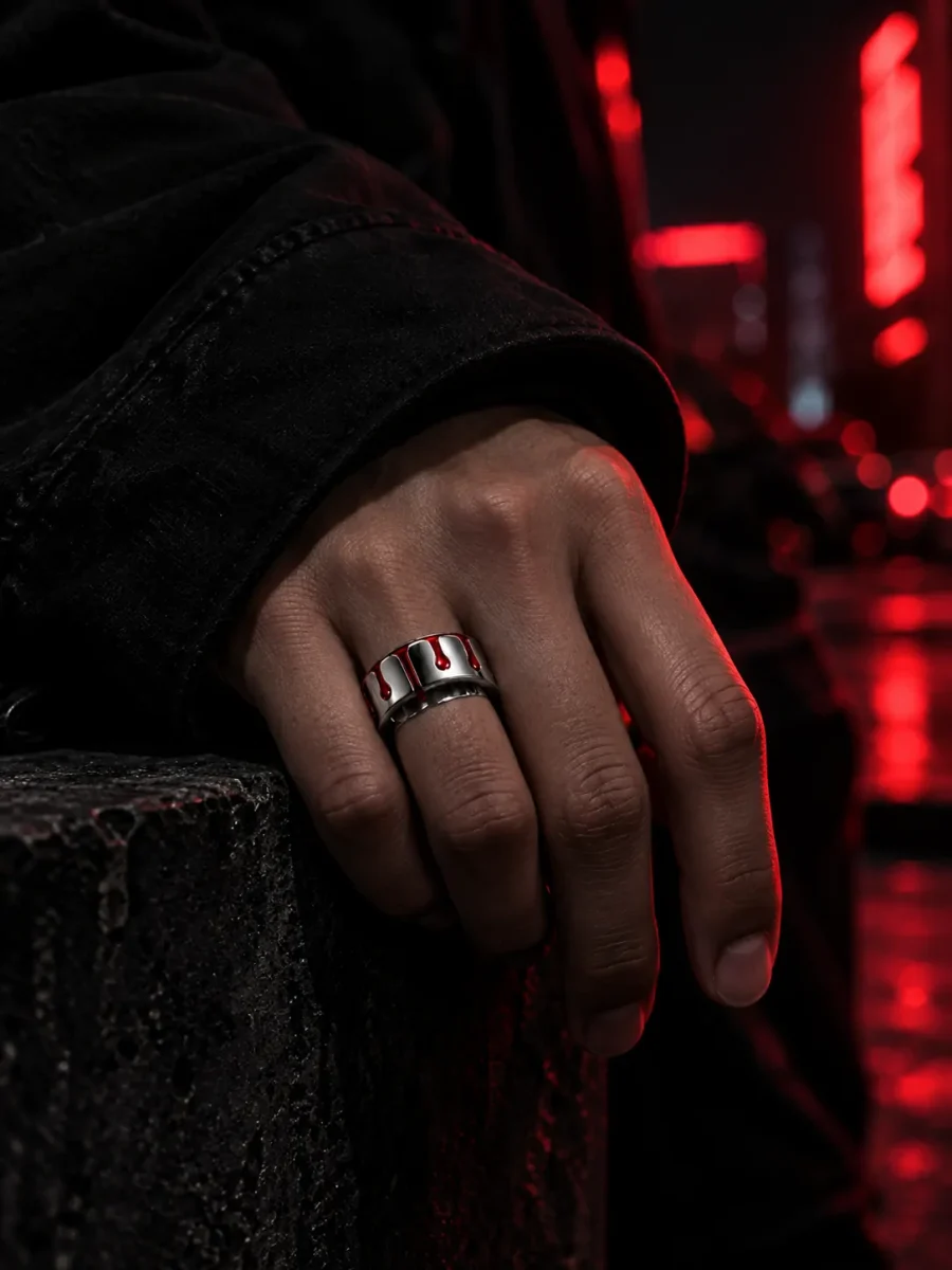 Red Run Band worn on the index finger