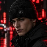Slag Beanie båret på hovedet