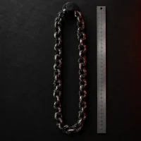 Slag Link Chain, side view with a ruler for scale