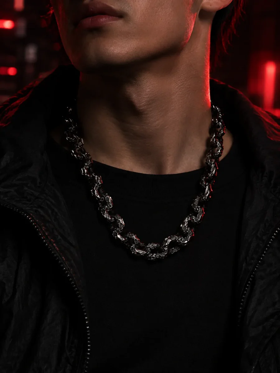 Slag Link Chain worn around the neck