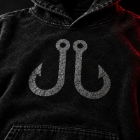 Twin Hook Hoodie, close-up van de glyph en stof