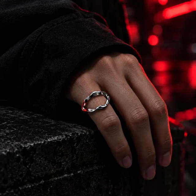 Wave Stacker worn on the index finger